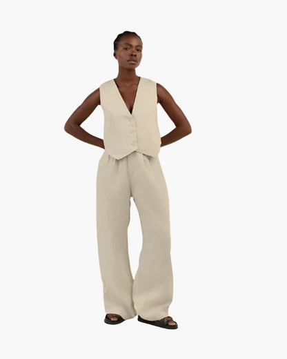 Classy Lady - Linen Two - piece Set - Sanvelier